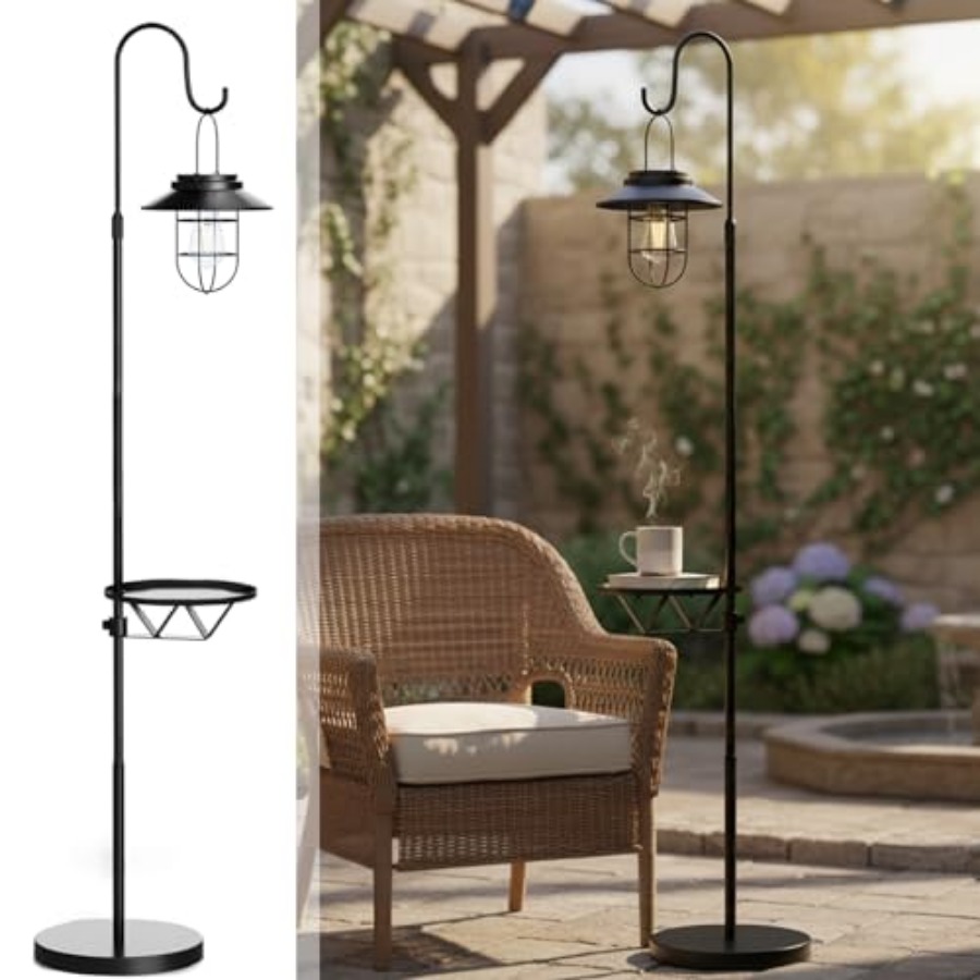 Outdoor Lighting Solar - Lámpara Solar de Pie con Mesa,